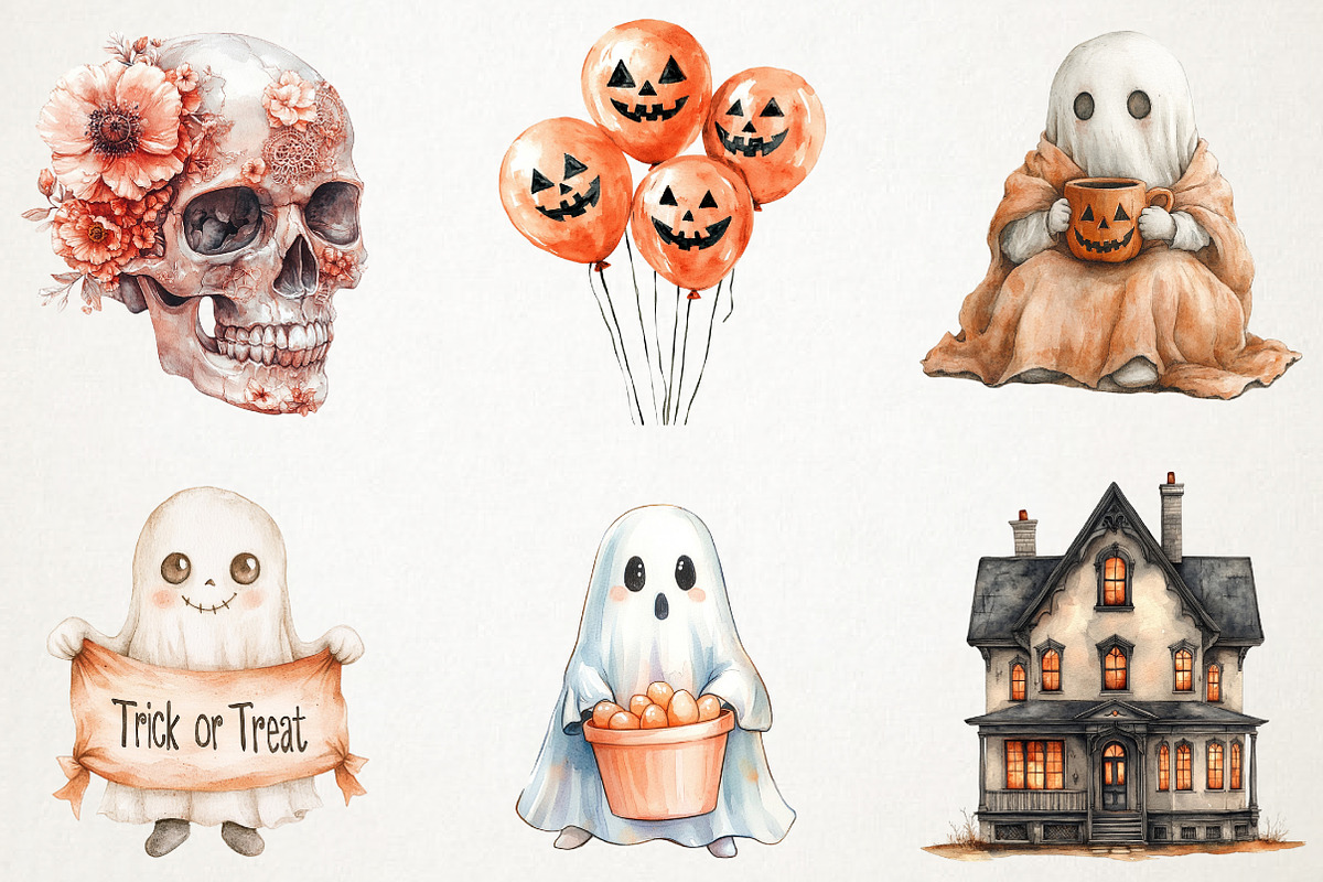 Peach Colored Halloween Clipart, an Illustration by RobertsArt (Photo 6 of 7)