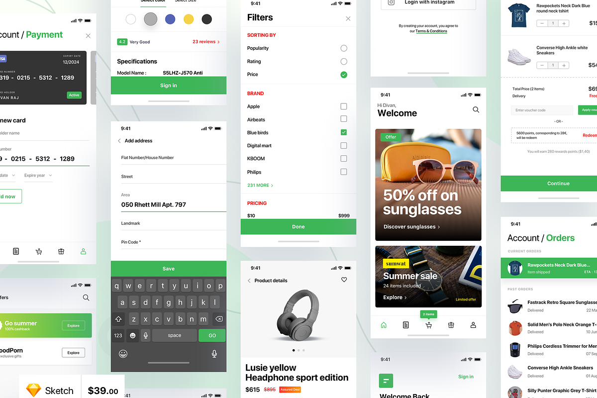 iPhone e-commerce app UI Kit - 70 sc, an UI Kit Template by Divanraj (Photo 1 of 4)