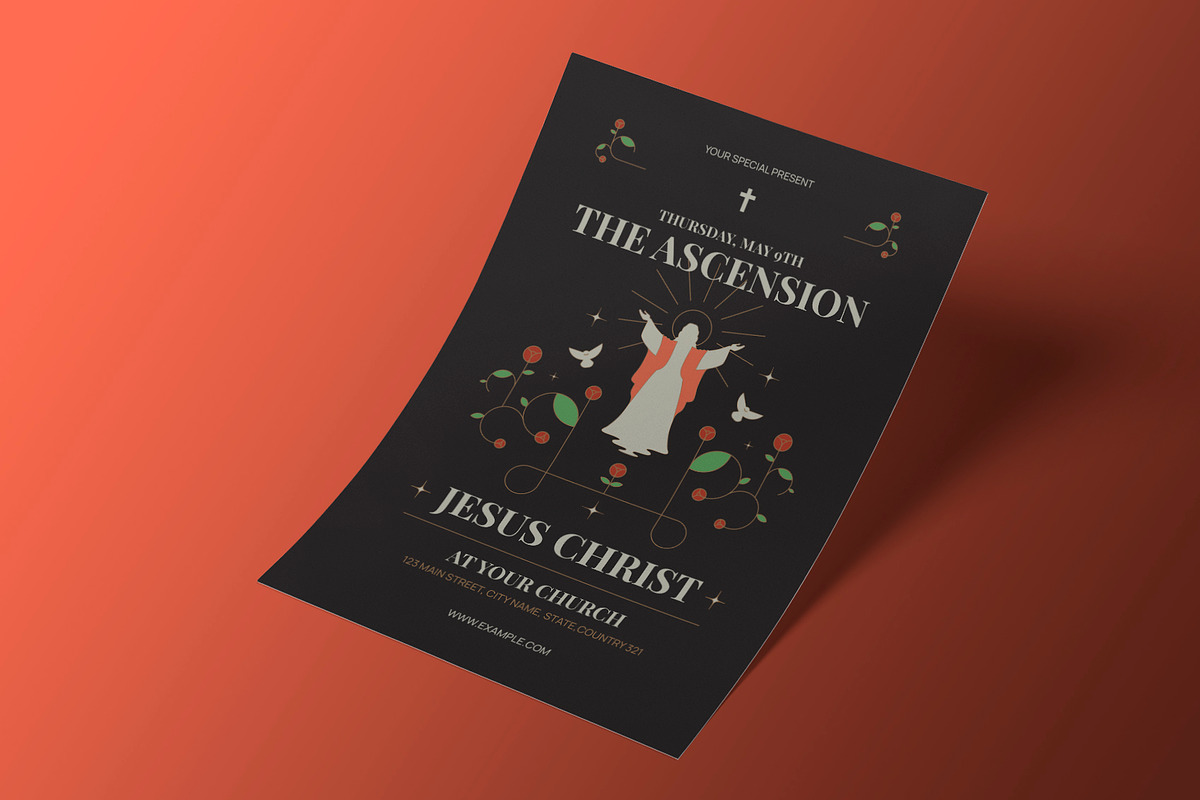 Black Minimal Jesus Ascension Flyer, a Flyer Template by Neermana (Photo 2 of 4)