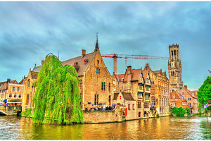 Traditional houses in bruges belgium containing bruges, belgium, and, an Architecture Photo by Leonid Andronov