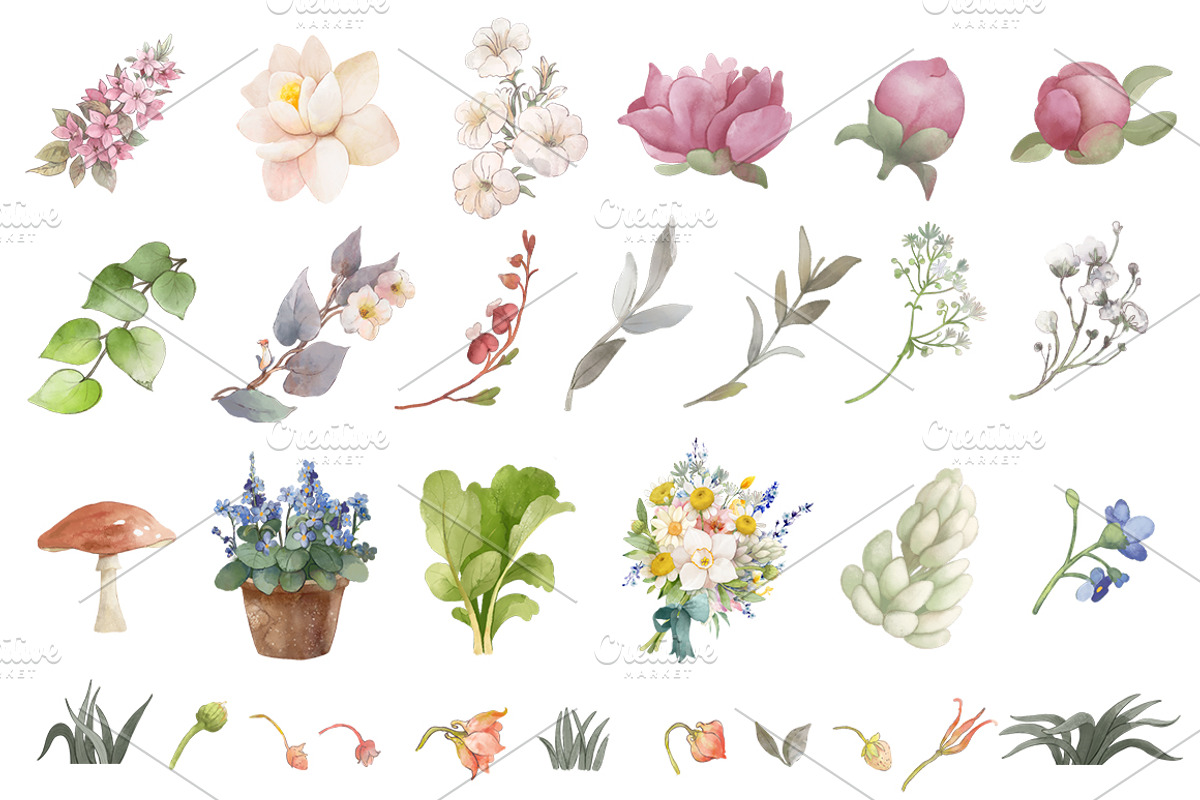 Watercolor Vintage Animal garden set, an Animal Illustration by TanyaSchuka (Photo 7 of 11)