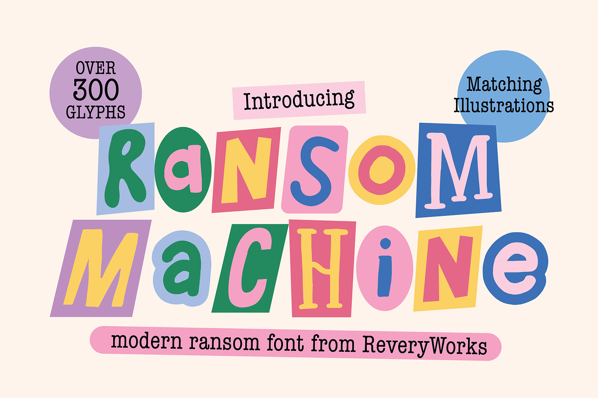 Ransom Machine, a Handwritten Font by ReveryWorks (Photo 1 of 14)