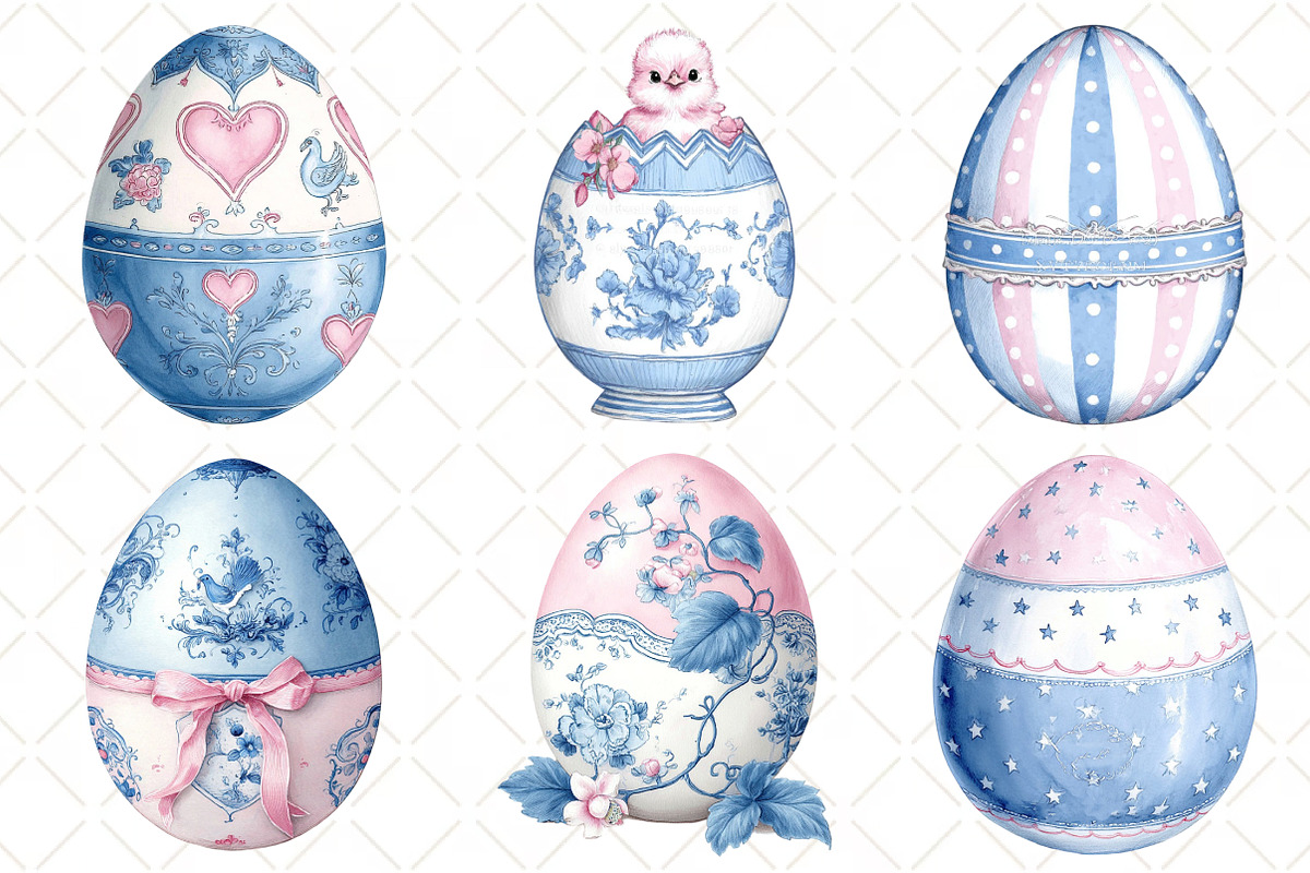 Watercolor Easter Eggs Clipart, an Illustration by Black Bird Studio (Photo 3 of 5)