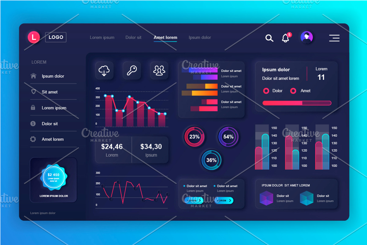 Neumorphic UI Dashboard Admin Panel, a Templates & Theme by alexdndz (Photo 5 of 21)