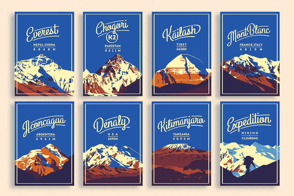 12 Higest Mountains Posters, an Illustration by Alexander Baidin (Photo 10 of 10)