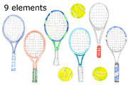 Tennis watercolor clipart, a Background Graphic by GoodFairyClipArt (Thumbnail 2 of 2)