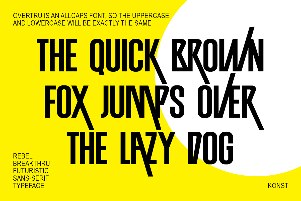 Overtru – Experimental Fonts, a Sans Serif Font by Konstantine Studio (Photo 2 of 3)