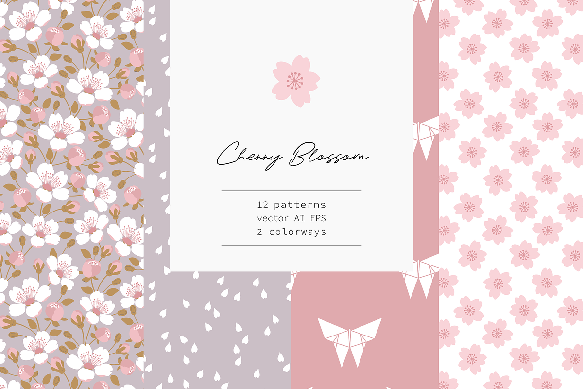 Cherry Blossom Vector Collection, a Pattern Graphic by glasshouse (Photo 6 of 7)