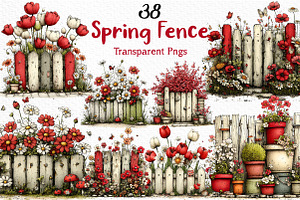 Whimsical Spring Fence Clipart, an Illustration by Craft Nest