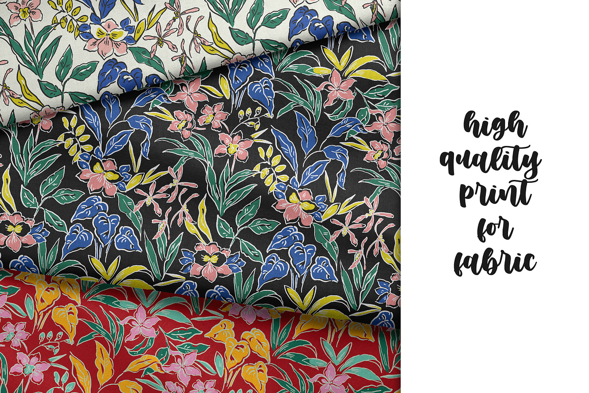 Hand-Drawn Orchid & Jungle Leaves, a Pattern Graphic by ASTUDIO (Photo 2 of 8)