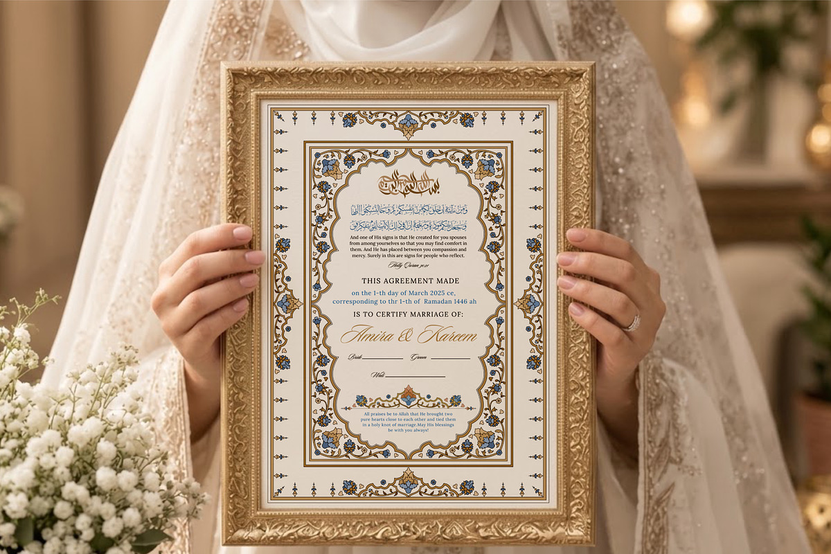 Muslimislamic nama nikah certificate, a Poster Template by Artemieva Kateryna (Photo 1 of 5)