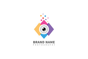 Camera lens vector logo design, a Branding & Logo Template by vexper