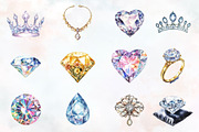 Diamond Watercolor Cliparts, a Decorative Illustration by RobertsArt (Thumbnail 6 of 7)