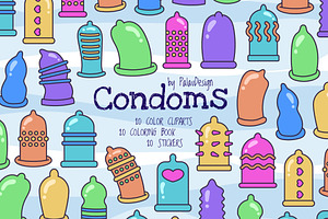 Condoms Multicolored Protection Art, an Object Illustration by Palau