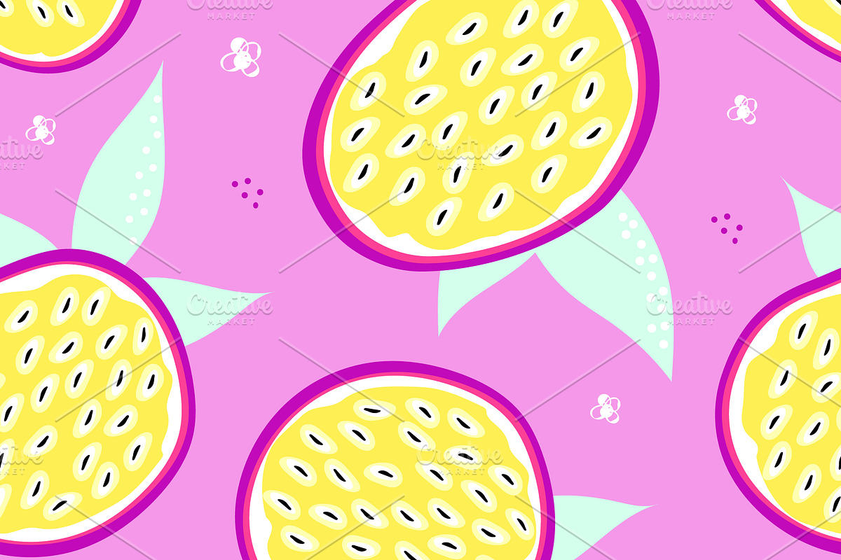 Passion Fruit Digital Paper., a Pattern Graphic by kh_cat (Photo 3 of 3)