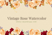 Vintage Rose Watercolor– PNG&PSD, an Illustration by Gallery House (Thumbnail 1 of 5)