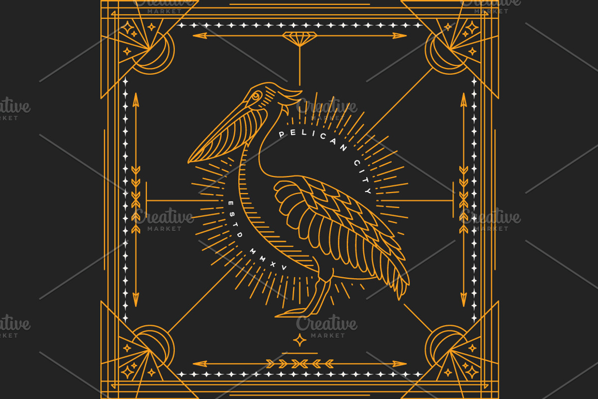 Thin line bird label, an Illustration by karnofff