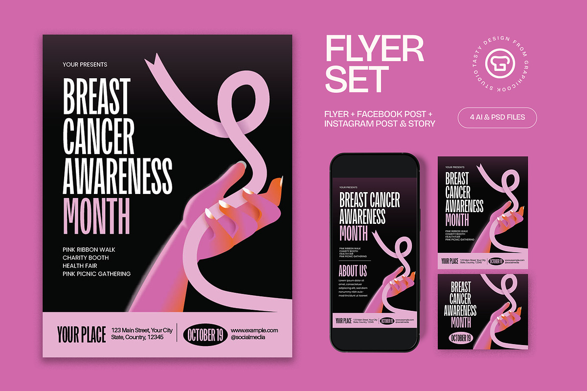 Breast Cancer Awareness Month Flyer, a Flyer Template by graphicook (Photo 1 of 3)