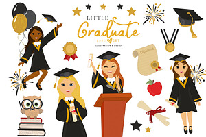 Little Graduate Kids Clipart