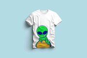 Cute Alien Climbing Out From Taco, an Object Illustration by Artstorystudio (Thumbnail 1 of 3)