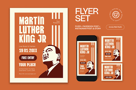 Martin Luther King Jr Day Flyer, a Flyer Template by graphicook