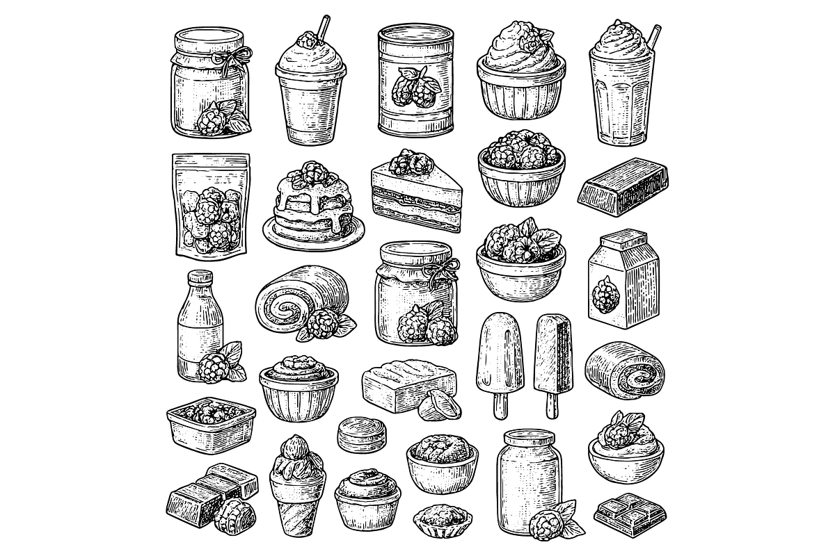 Raspberry Desserts and Sweets, an Object Graphic by RT Studio