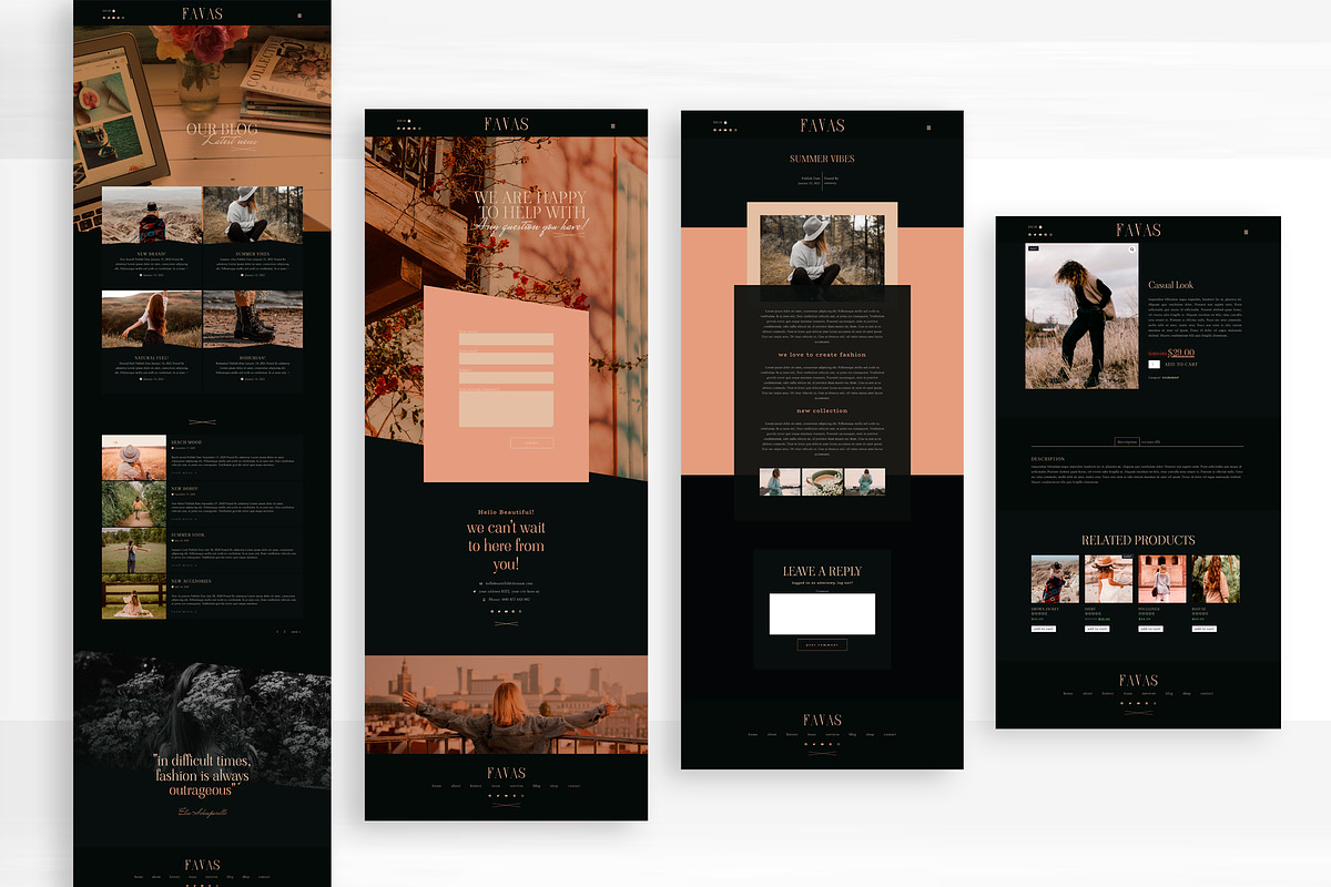 FAVAS Fashion Elementor Template Kit, an UI Kit Template by Touringxx Creative Studio (Photo 4 of 6)