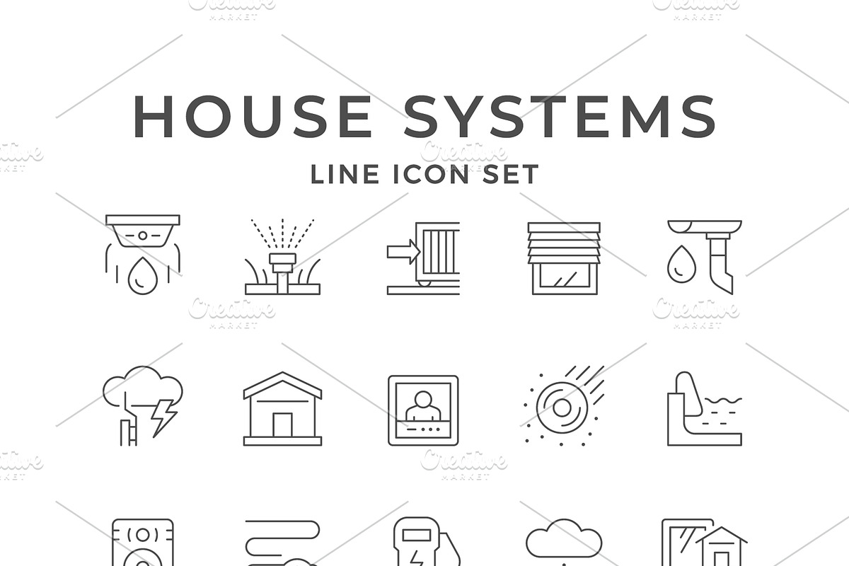Set line icons of house systems, an Outline Icon by motorama (Photo 1 of 2)