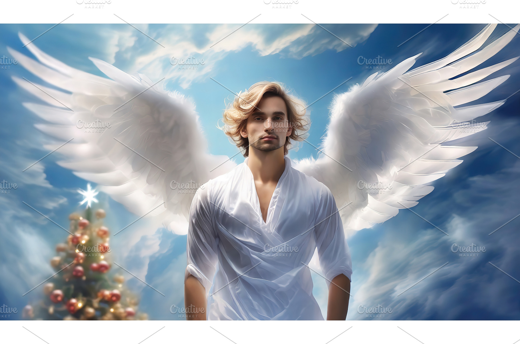 A male angel with golden hair and, a Holiday Photo by Igor Tichonow