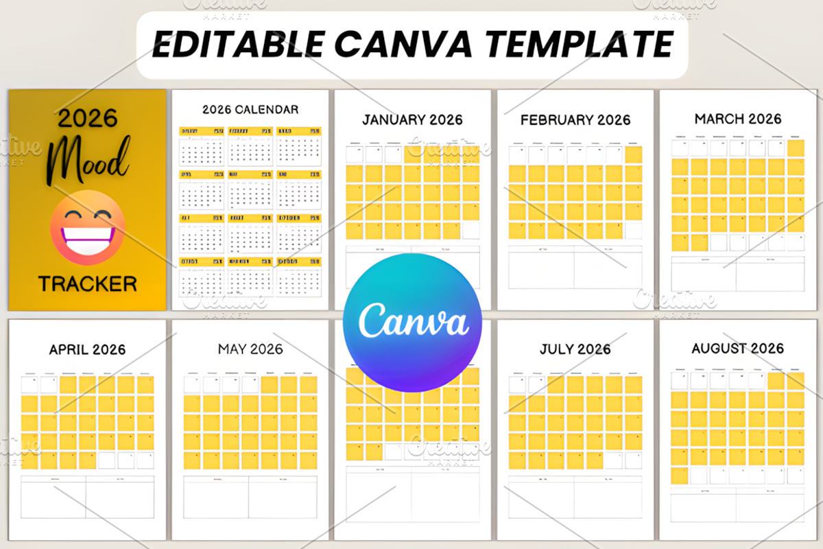 2026 Mood Tracker Canva Template, a Marketing Template by Ink Gallery (Photo 2 of 10)