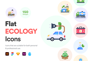 Flat Ecological Icons, a Duotone Icon by Brickclay