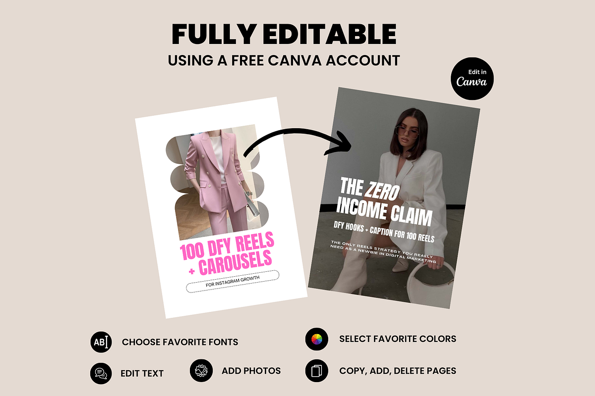 100 Zero Income Claim DFY Hooks, a Social Media Template by Design By Hira (Photo 10 of 11)