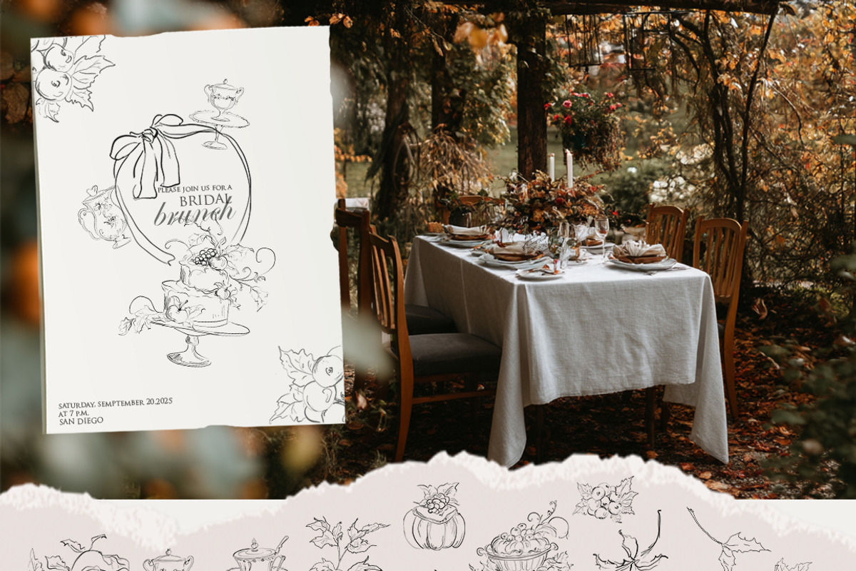 Vintage cottagecore line collection, a Decorative Illustration by 60secondsArt (Photo 4 of 11)