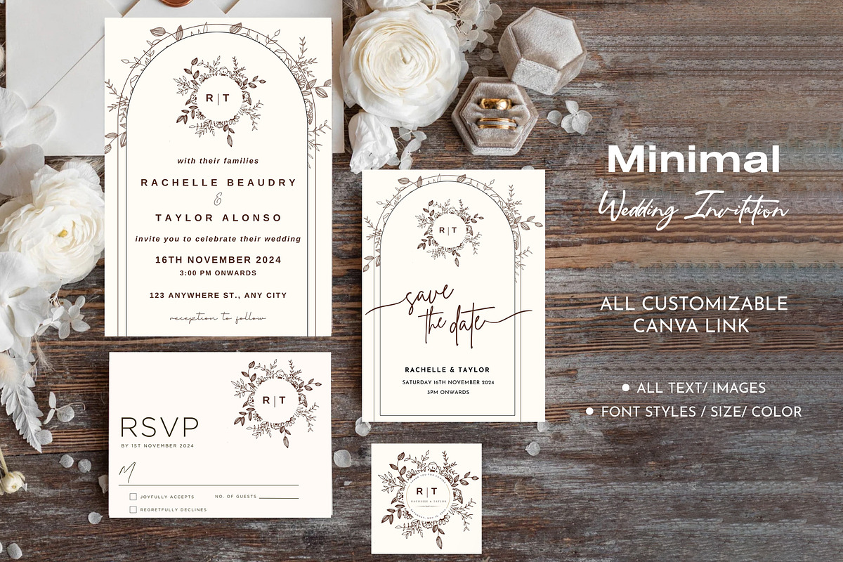 Minimal Wedding Invitation Card, an Invitation Template by DesignGenix (Photo 1 of 7)