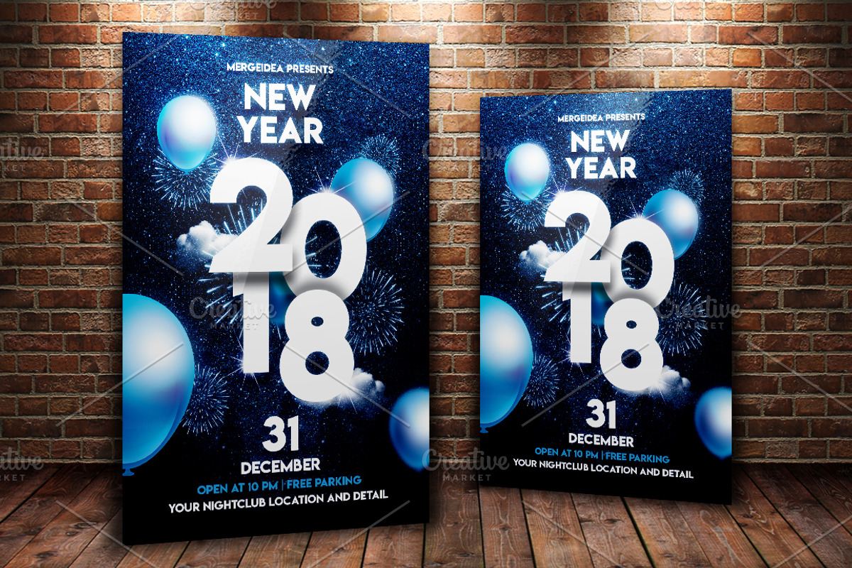 New Year Party Flyer Template, a Flyer Template by MergeIdea (Photo 1 of 2)