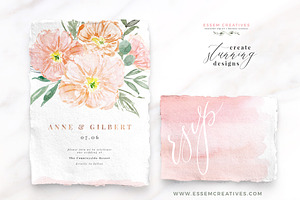 Pink Watercolor Flowers Background