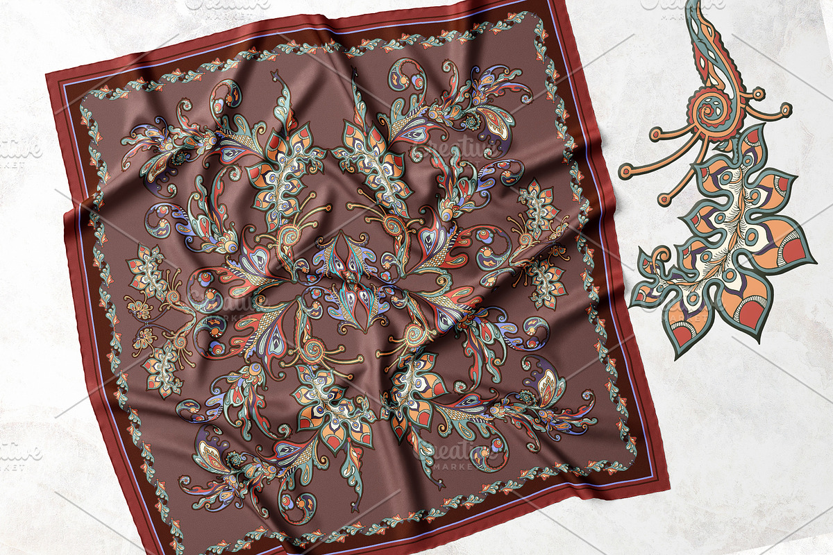 Autumn Baroque Paisley Silk Scarf, an Object Graphic by ilustrinna (Photo 4 of 10)