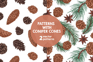 Conifer Cones Seamless Patterns