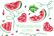 Watercolor watermelon png clipart, an Object Graphic by Alena Kurian (Thumbnail 1 of 3)