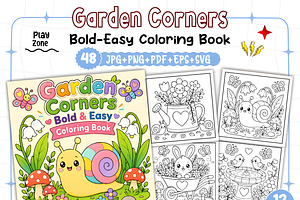 Bold Easy Garden Corners Coloring, a Decorative Illustration by Design Station