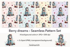 Berry Dreams Patterns & Clipart, a Person Illustration by GoldmoonUA