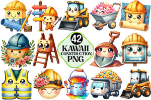 Kawaii Construction Sublimation PNG, an Illustration by Pixels.Craft