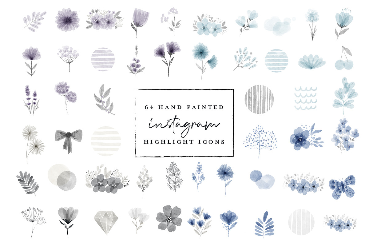 64 Watercolor Instagram Highlight, a Work Illustration by beatriceviyiwi (Photo 1 of 5)