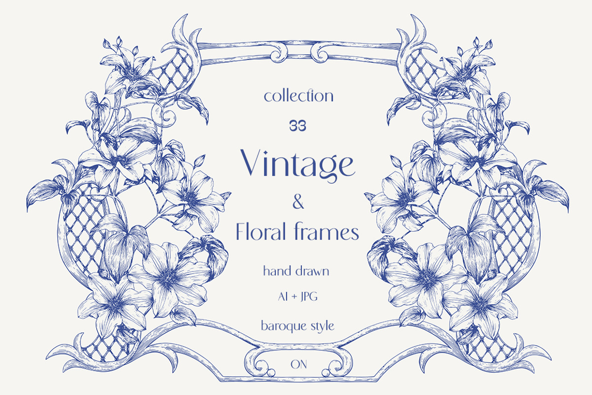 Vintage baroque frames Toile Vector, a Decorative Illustration by ON_lineart_store (Photo 1 of 10)