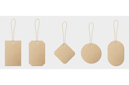Realistic set of craft paper labels, an Illustration by art PVP - market