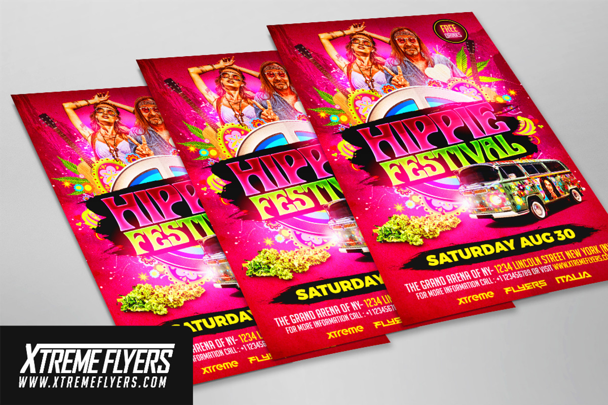 Hippie Flyer Template, a Flyer Template by XtremeFlyers (Photo 2 of 2)