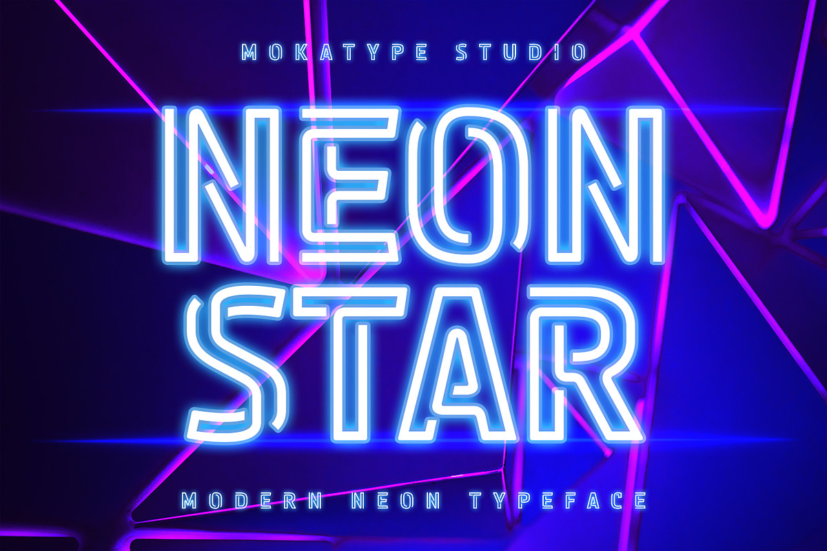 Neonstar - Night Light Display, a Sans Serif Font by Mokatype Studio (Photo 1 of 10)