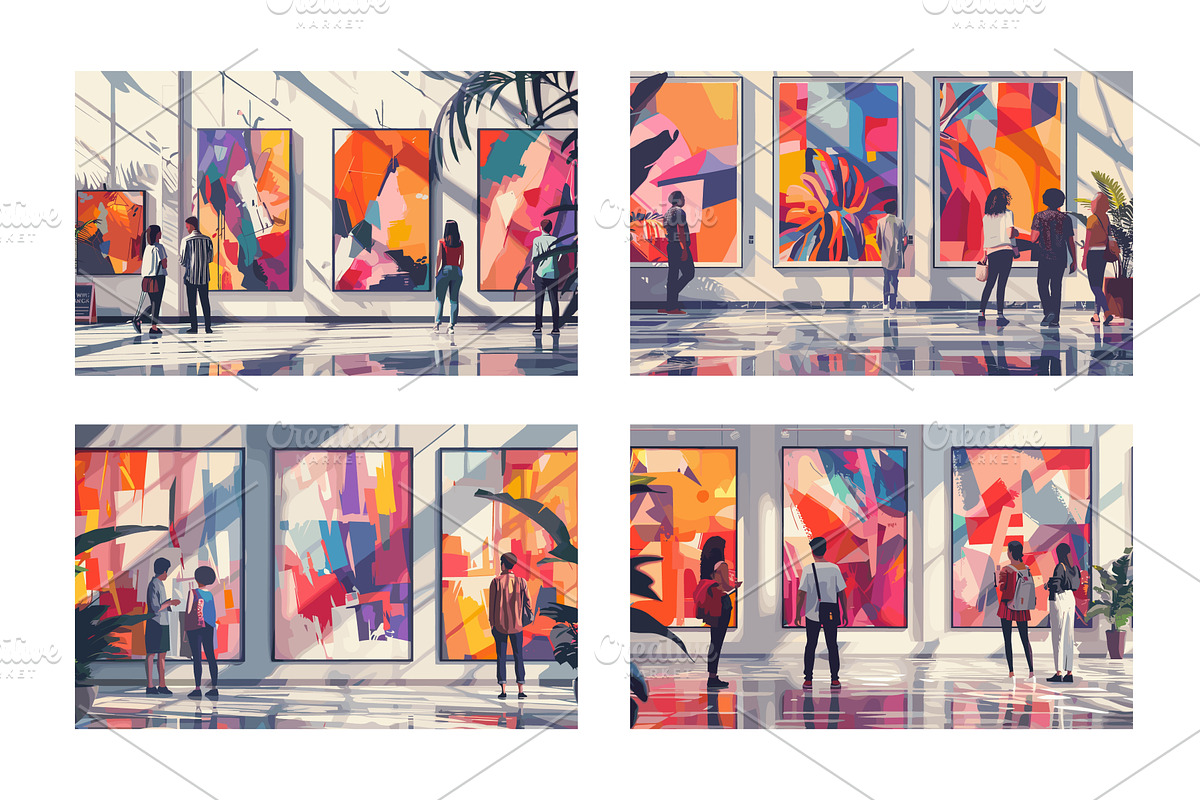 Modern art gallery cartoon vector, an Object Illustration by Stock-Smart-Start