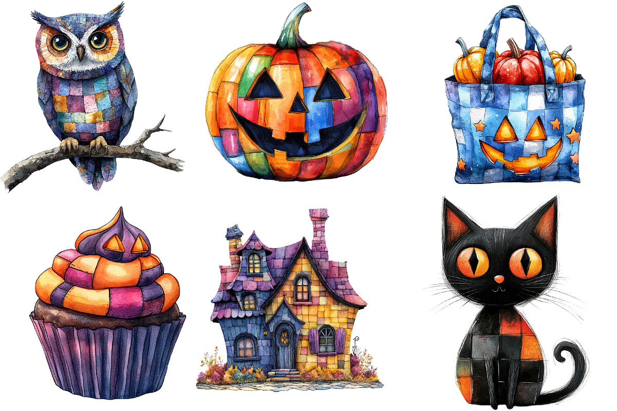 Patchwork Halloween,Clipart, an Illustration by Designworld (Photo 5 of 6)