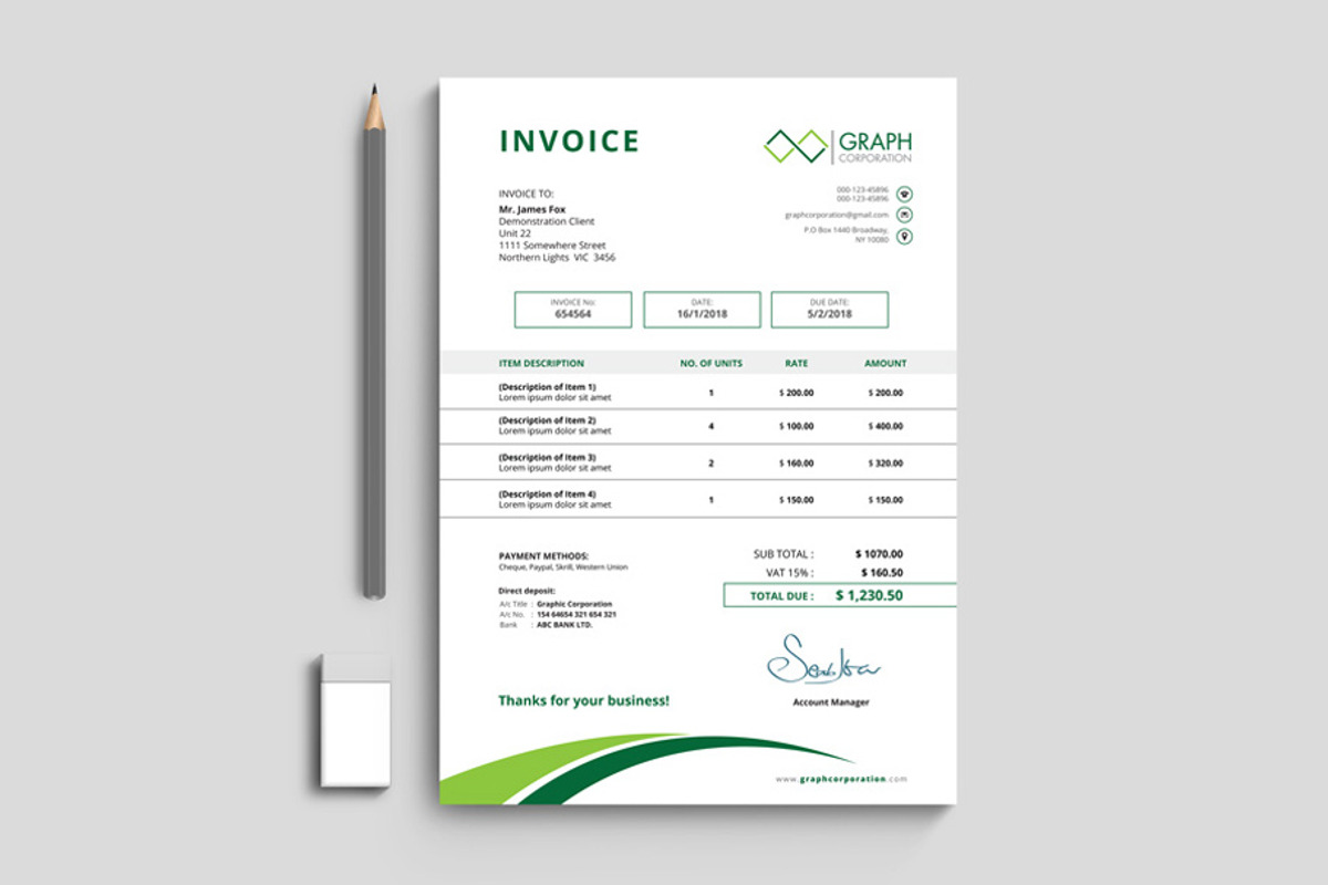 Invoice, a Stationery Template by asimalikhan555 (Photo 9 of 10)